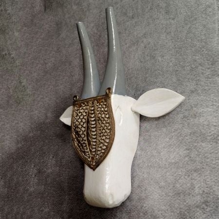 White Cow Head Handcrafted Wooden Wall Art